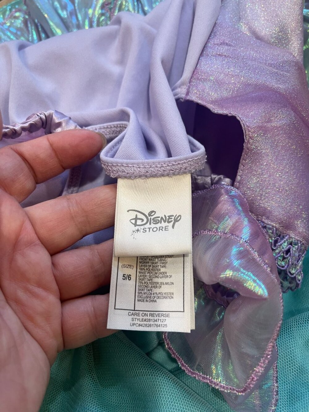 Disney Store Ariel Little Mermaid Deluxe Iridescent Costume Dress 5/6 - Picture 7 of 11